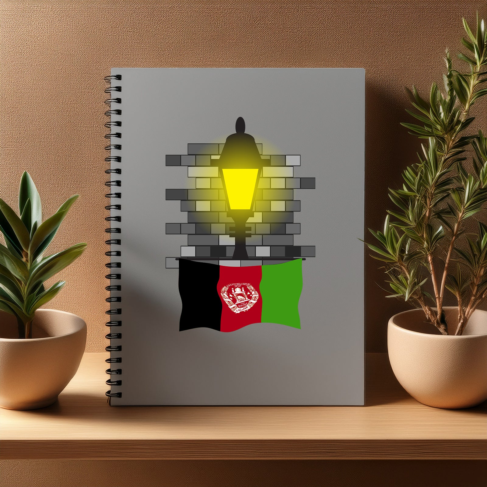 Afghanistan  Street Lamp Bricks Notebook