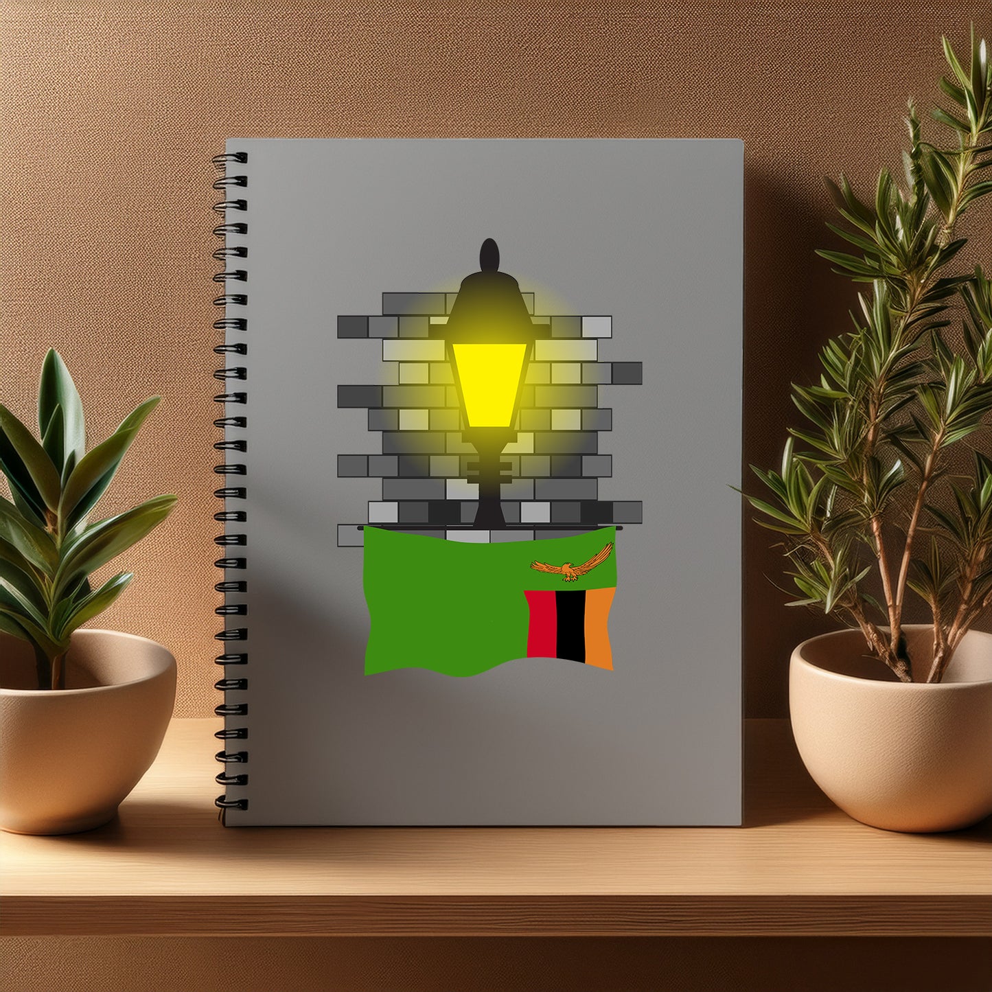 Zambia  Street Lamp Bricks Notebook