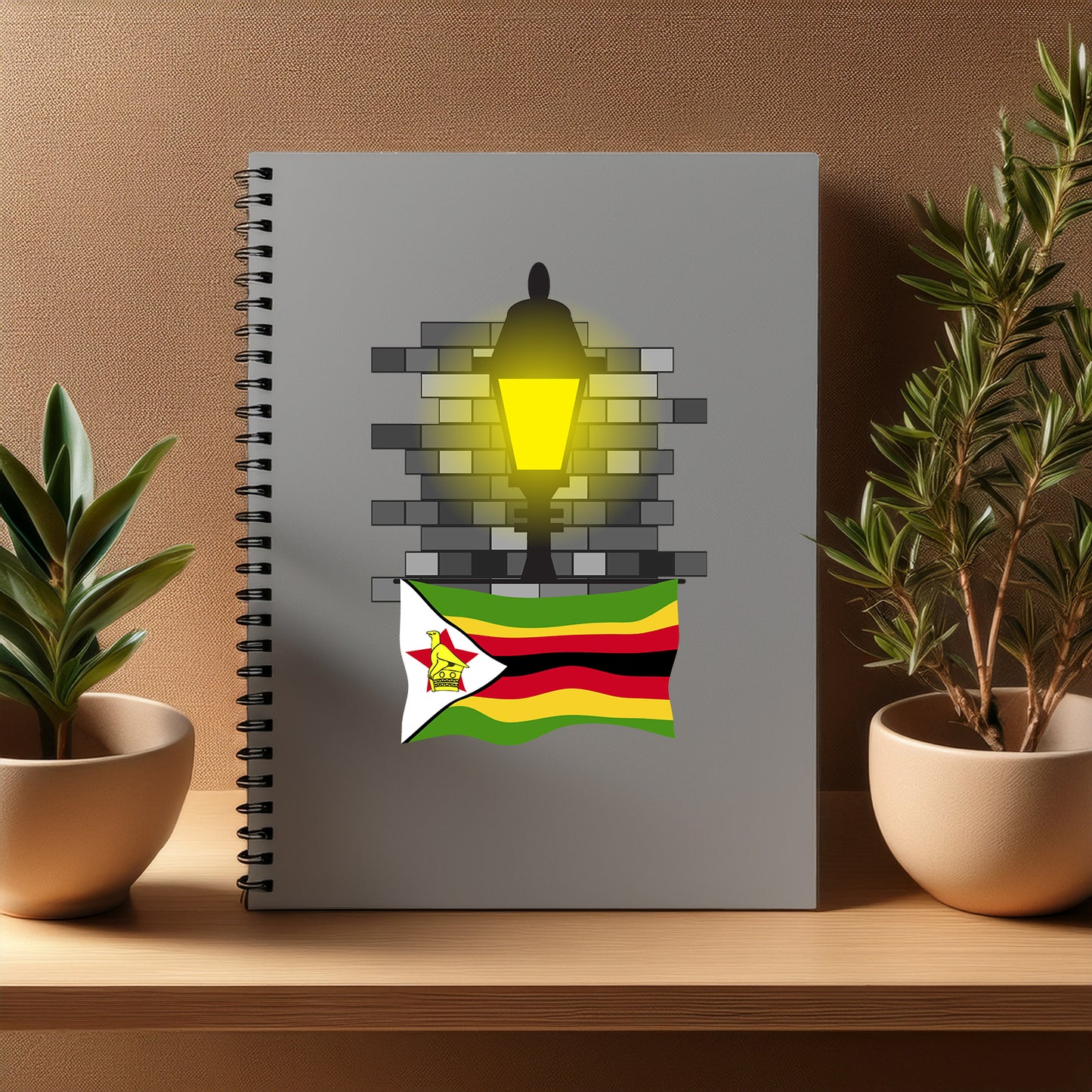 Zimbabwe  Street Lamp Bricks Notebook