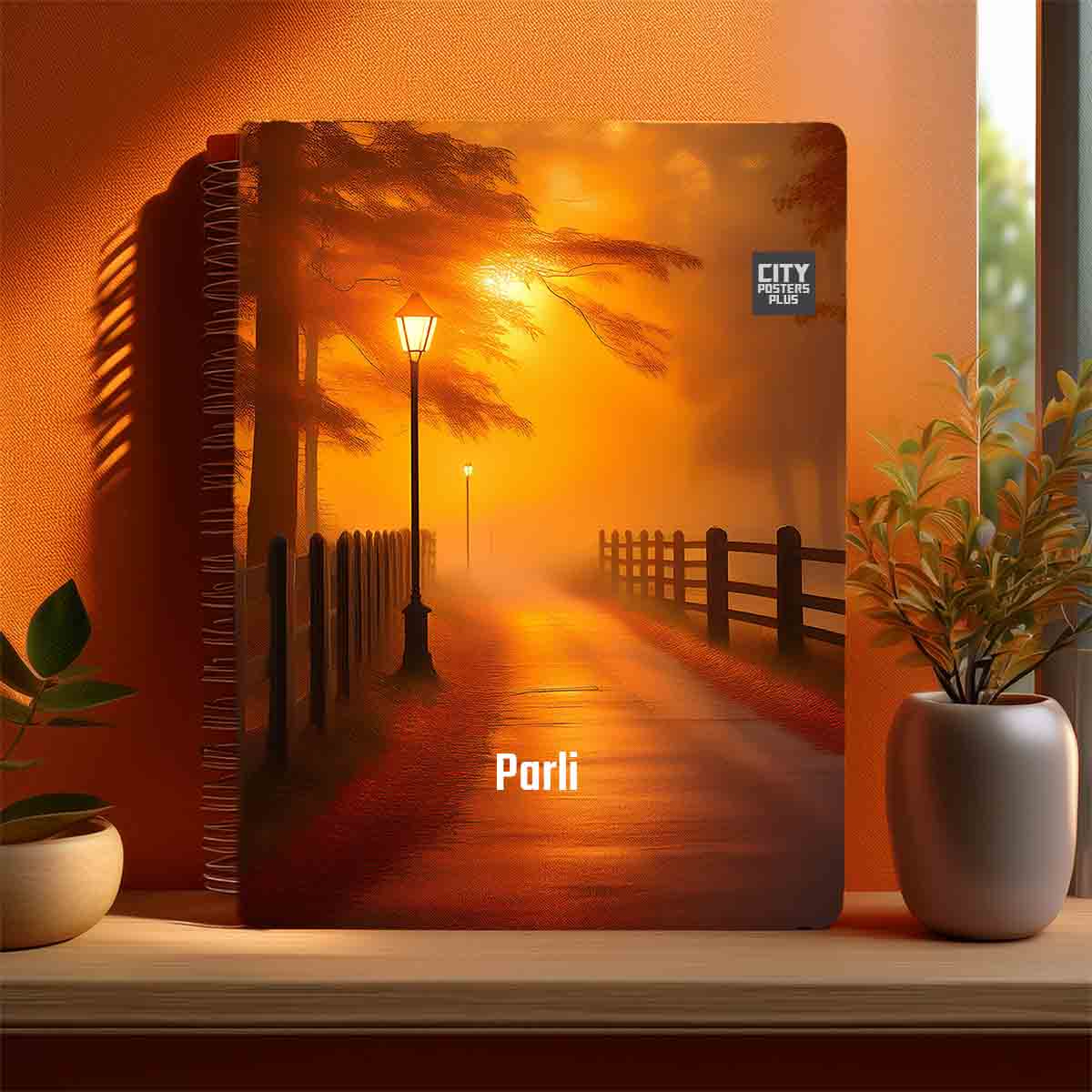 Parli Home Orange Morning Spiral Notebook – Orange Fog Street Lamp Cover