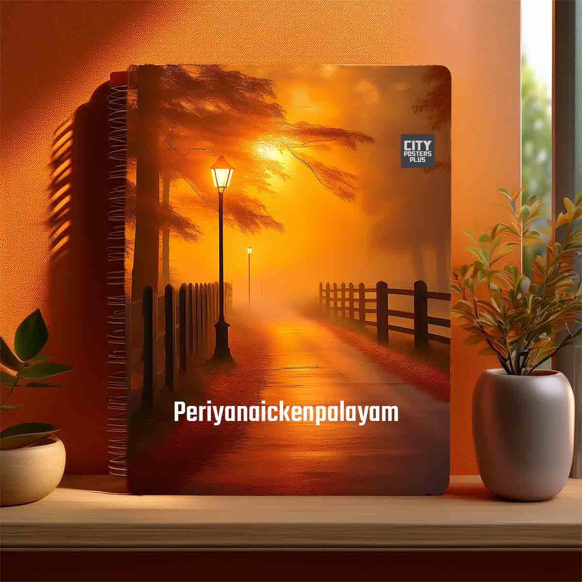 Periyanaickenpalayam Home Orange Morning Spiral Notebook – Orange Fog Street Lamp Cover
