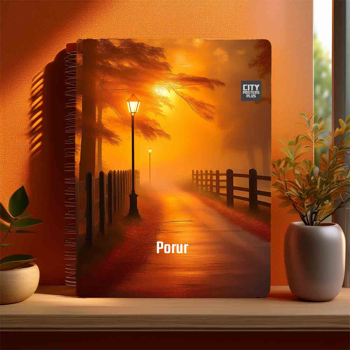 Porur Home Orange Morning Spiral Notebook – Orange Fog Street Lamp Cover