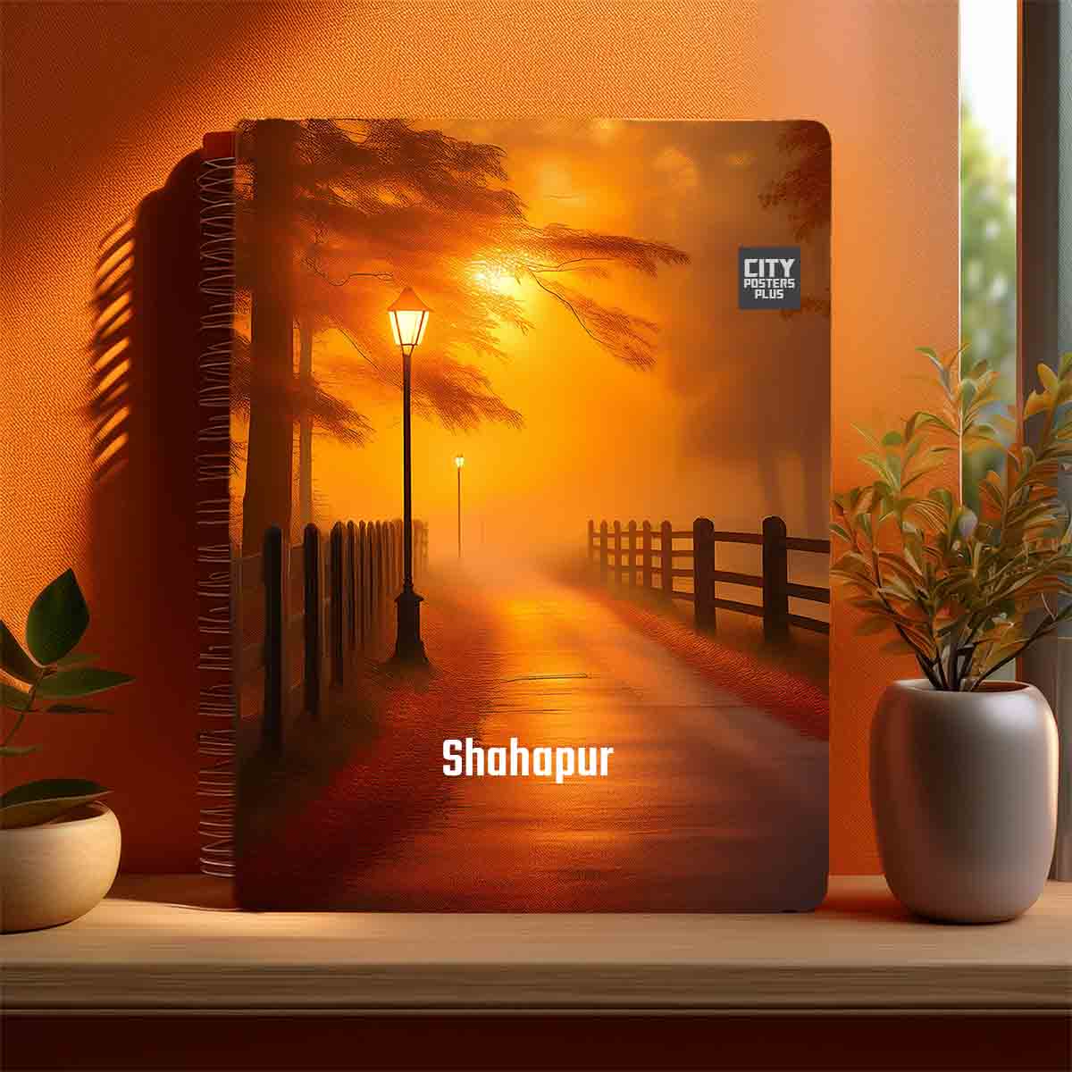 Shahapur Home Orange Morning Spiral Notebook – Orange Fog Street Lamp Cover