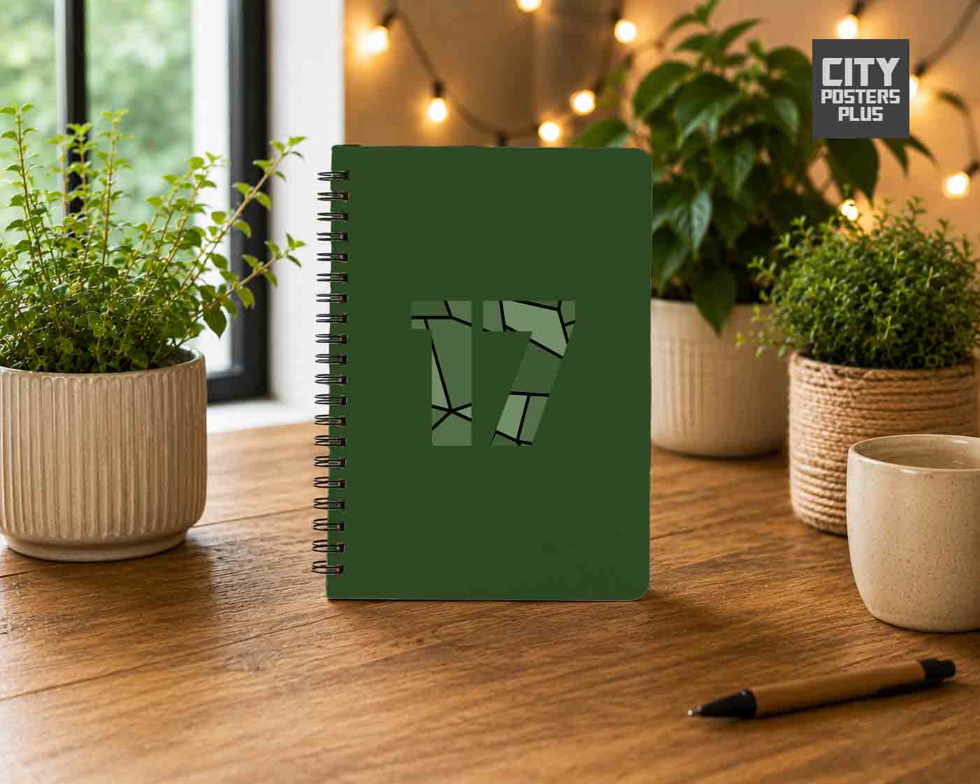 Notebook Plus One 17 Number Spiral Notebook (Olive Green)