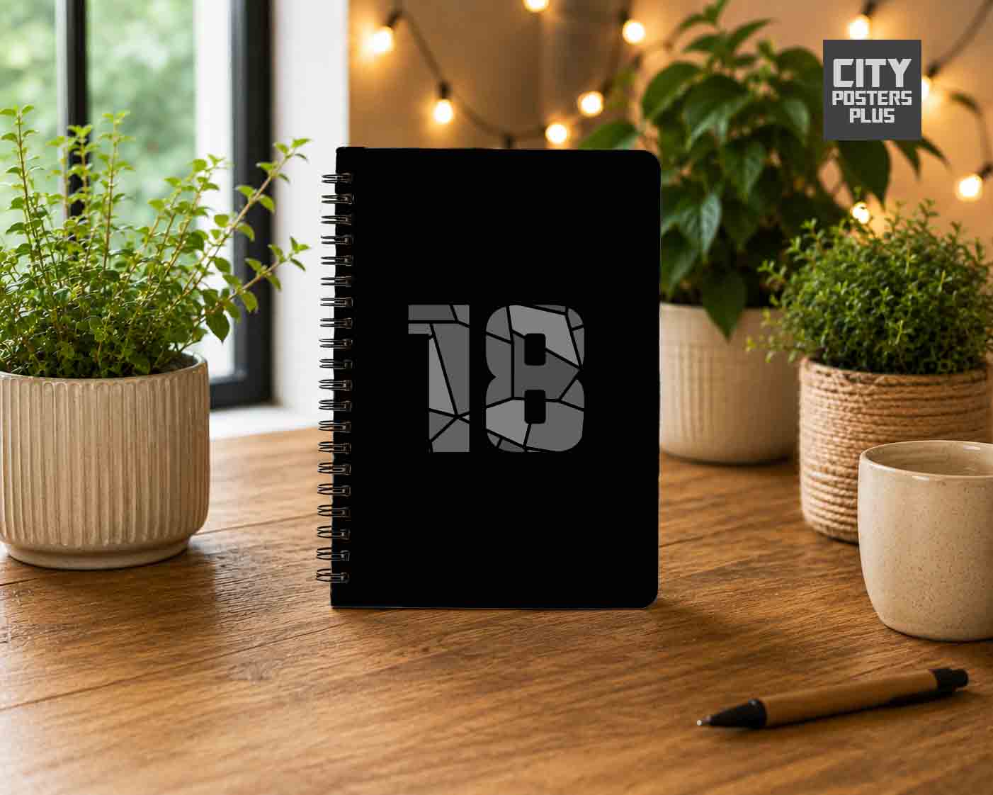 Notebook Plus One 18 Number Spiral Notebook (Black)