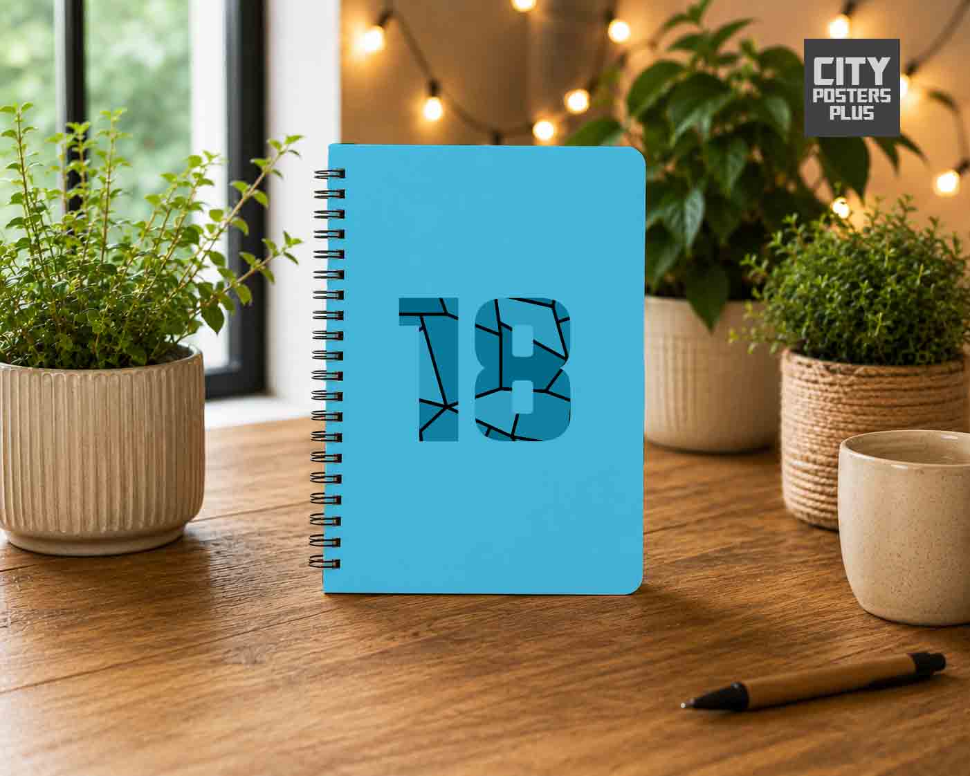 Notebook Plus One 18 Number Spiral Notebook (Sky Blue)