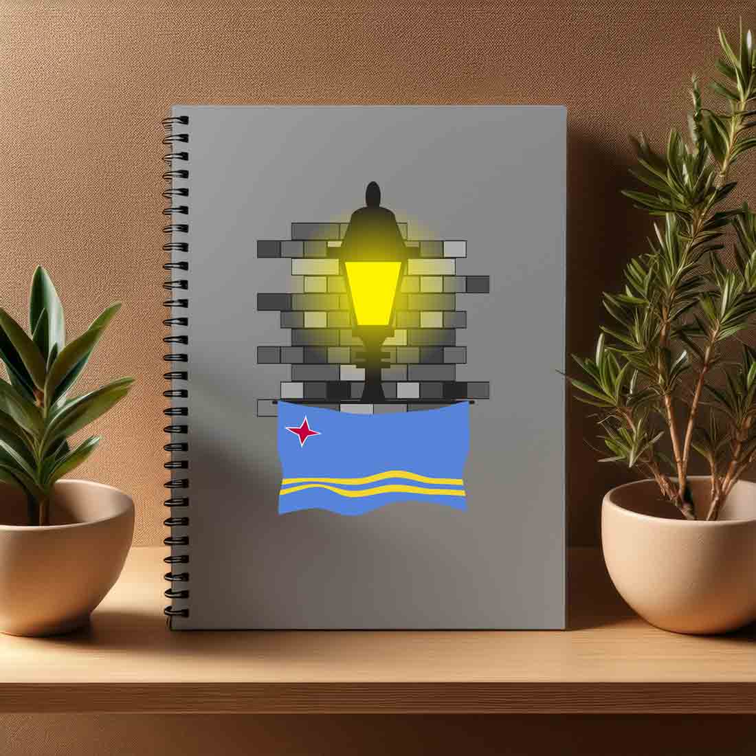 Aruba  Street Lamp Bricks Notebook