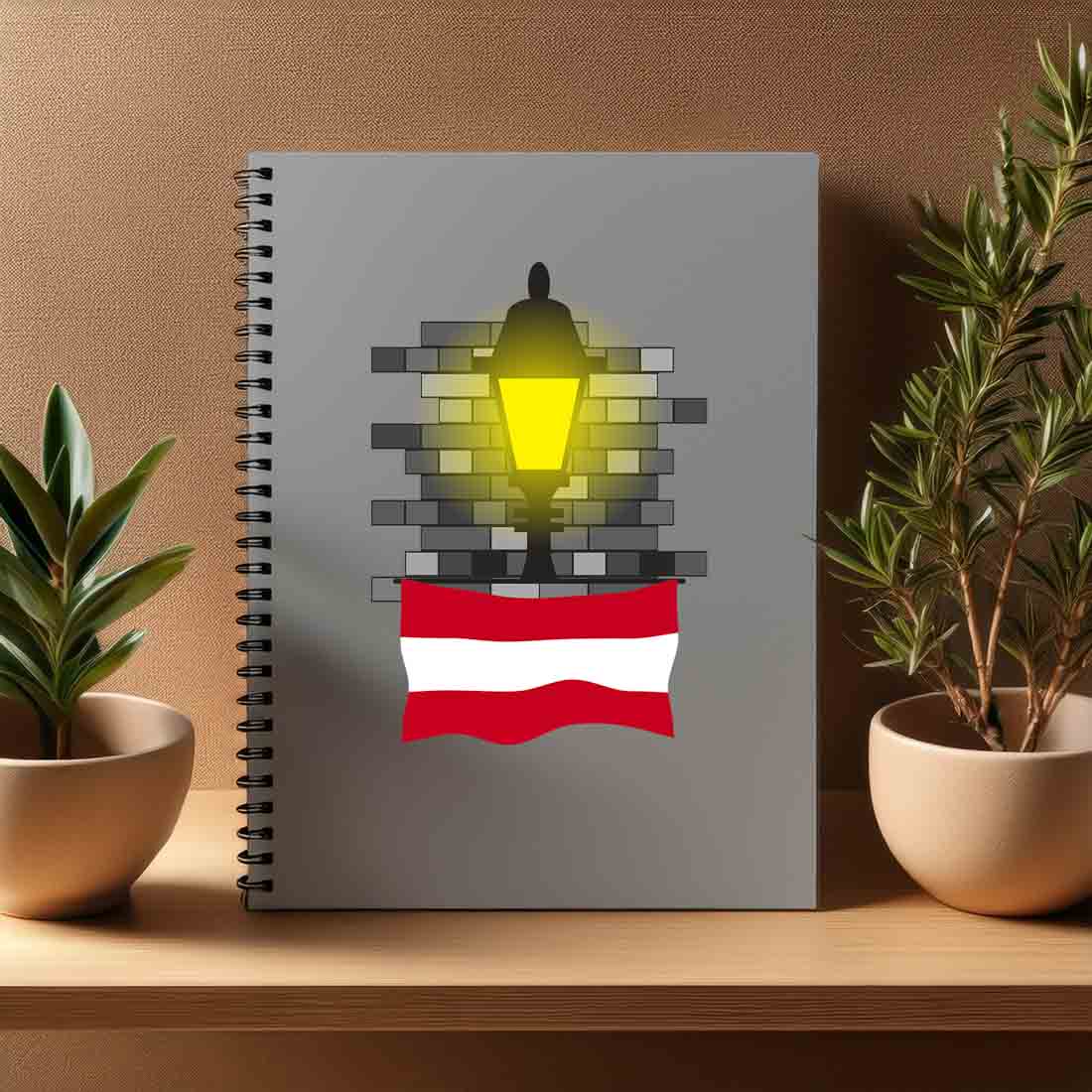 Austria  Street Lamp Bricks Notebook