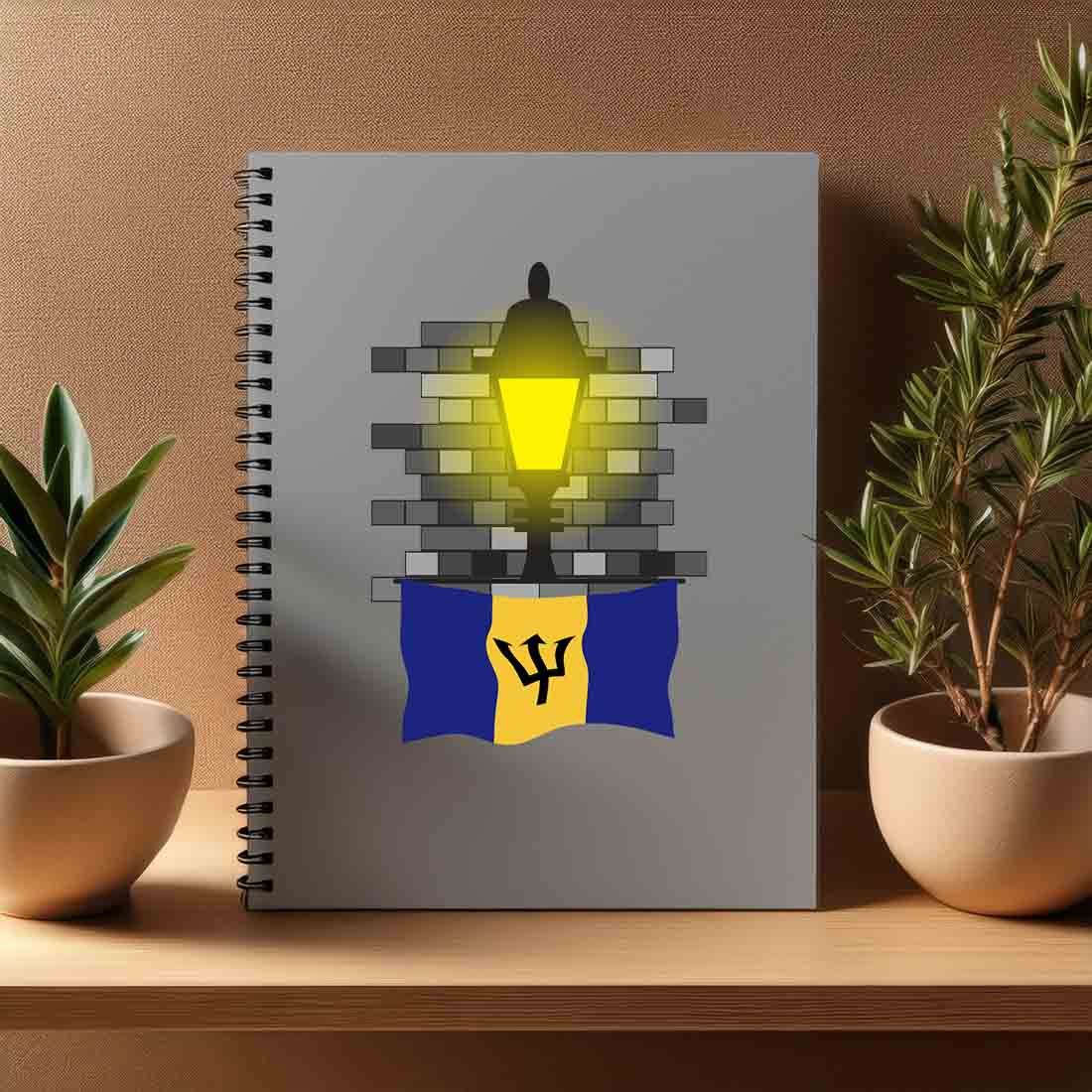 Barbados  Street Lamp Bricks Notebook