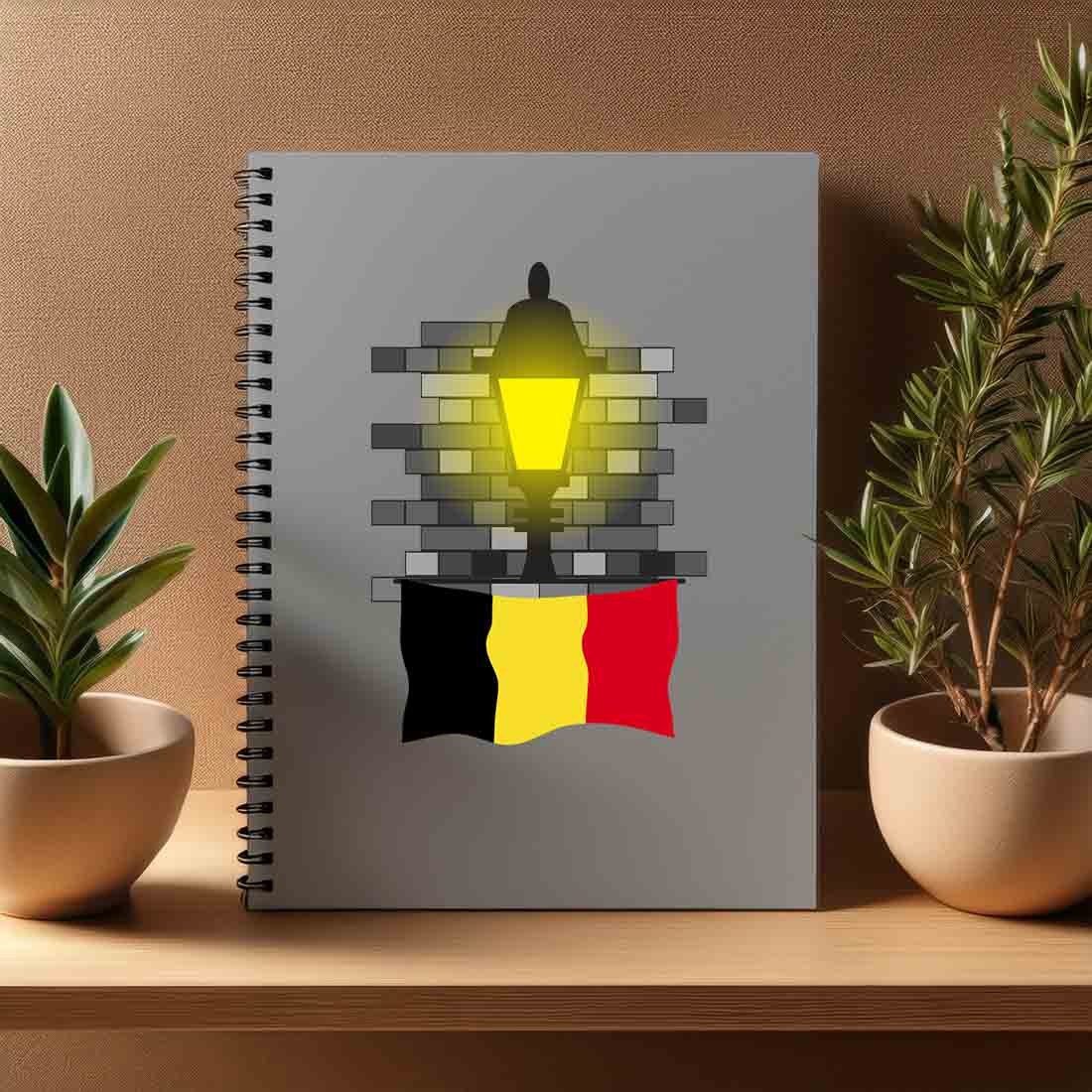 Belgium  Street Lamp Bricks Notebook