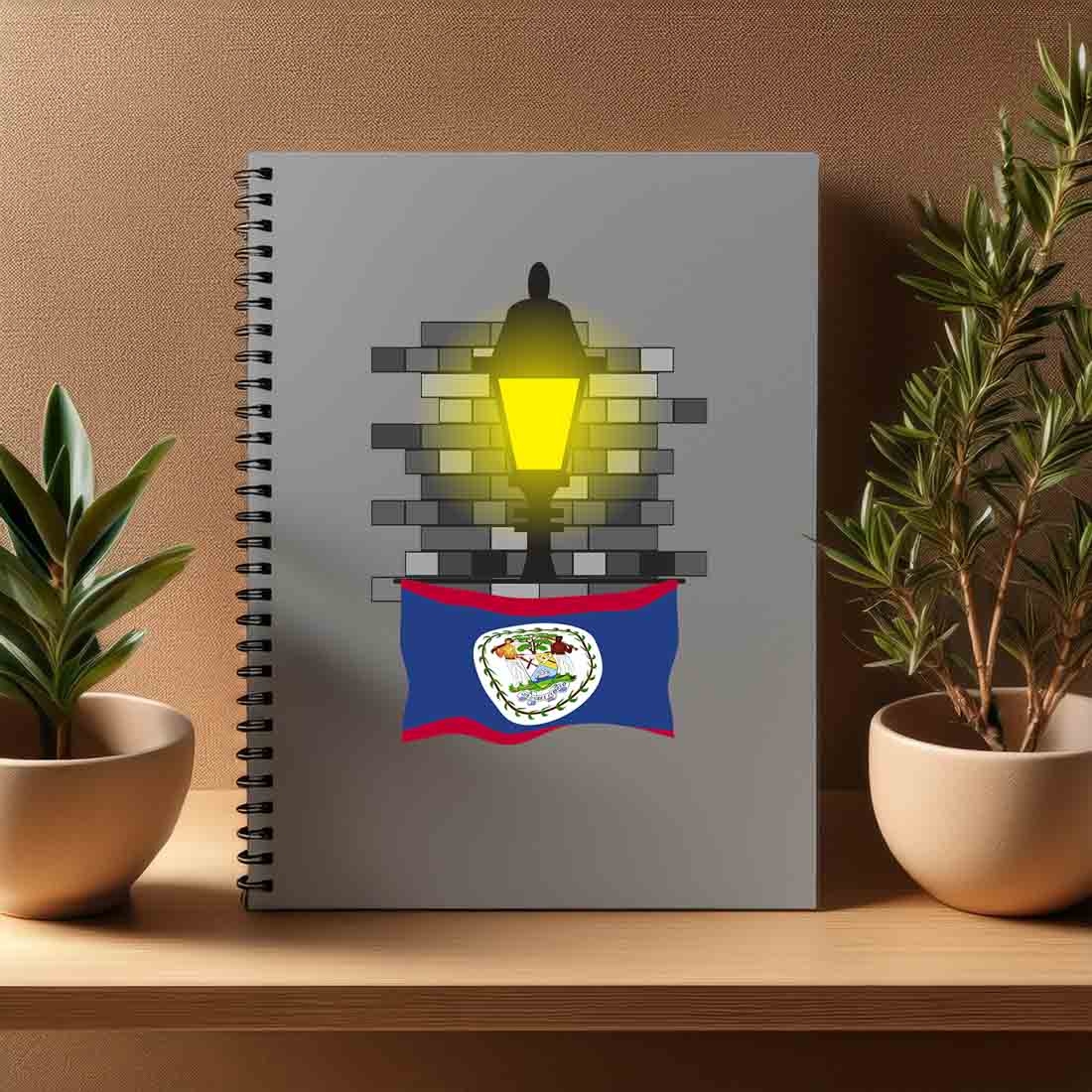 Belize  Street Lamp Bricks Notebook
