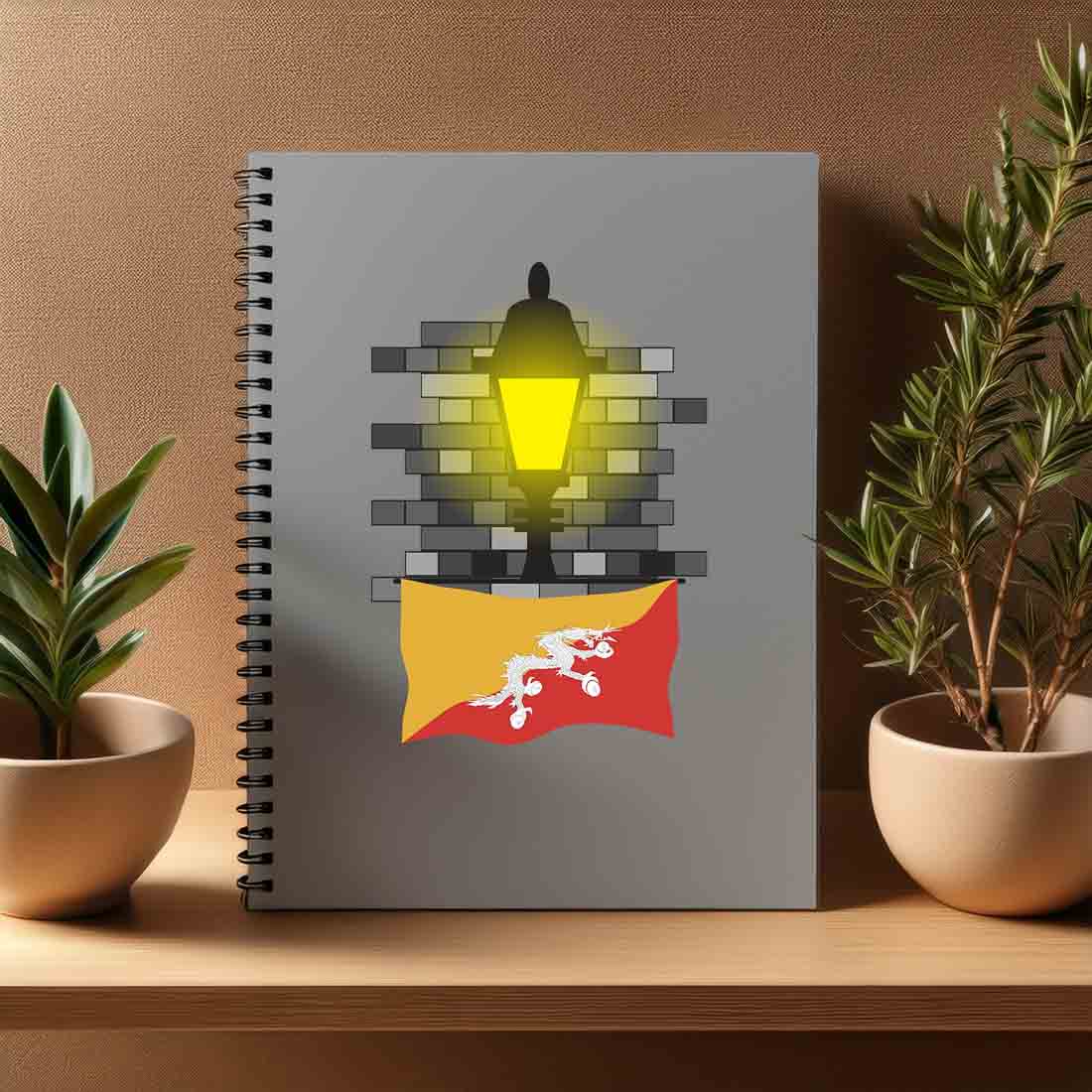 Bhutan  Street Lamp Bricks Notebook