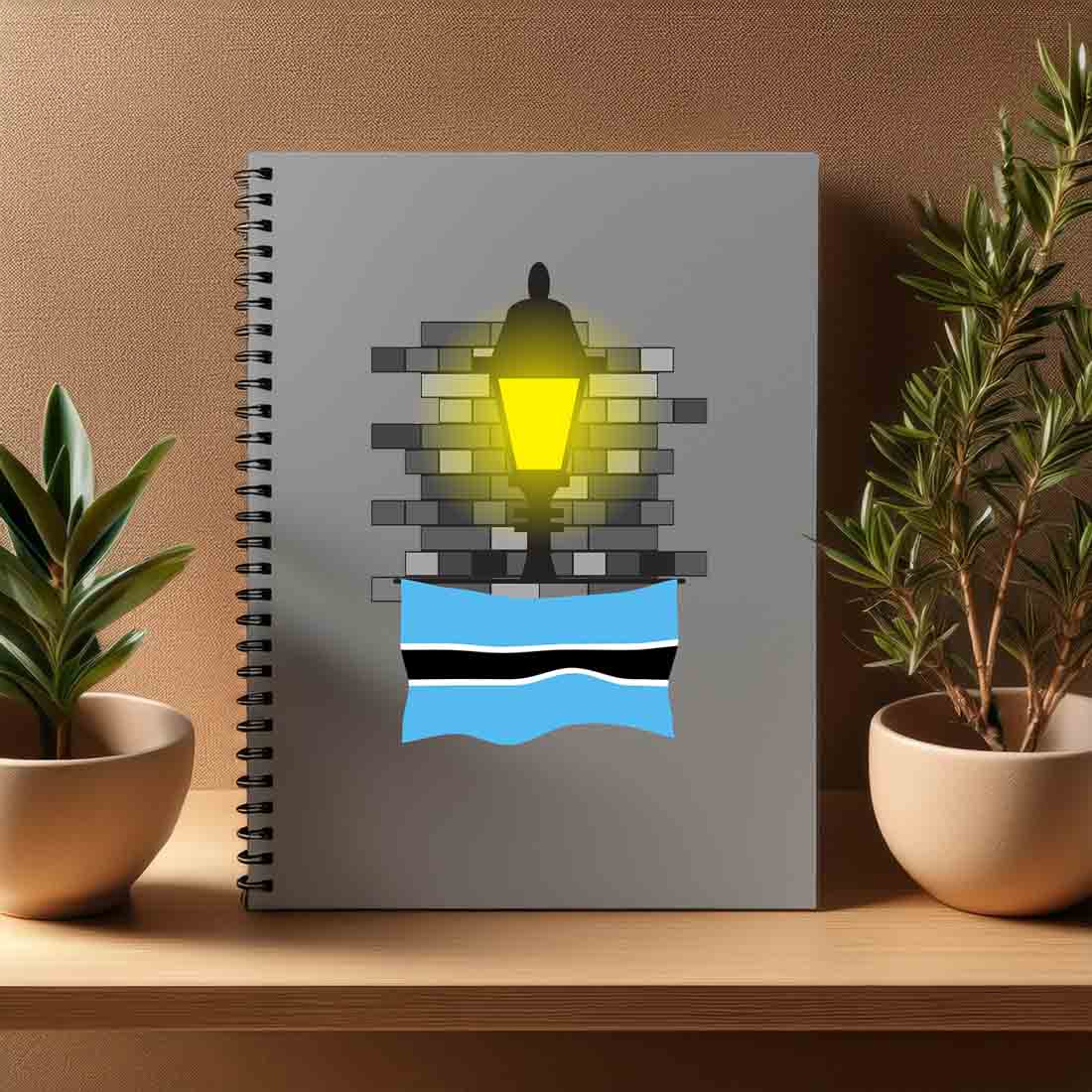 Botswana  Street Lamp Bricks Notebook