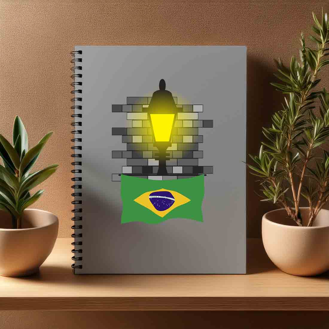 Brazil  Street Lamp Bricks Notebook