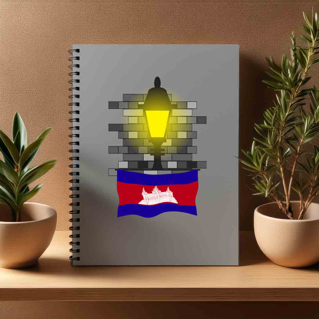 Cambodia  Street Lamp Bricks Notebook