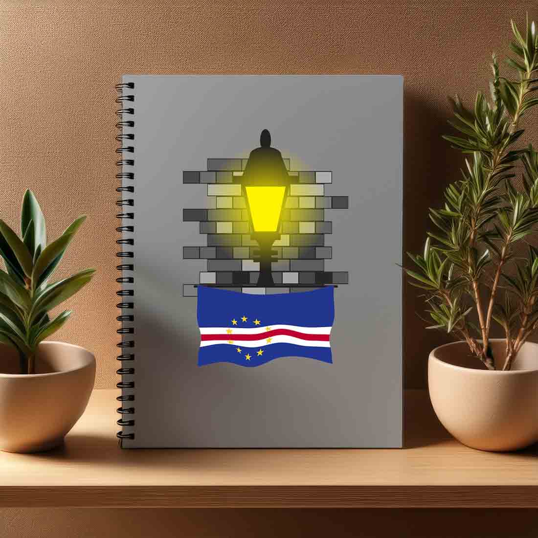 Cape Verde  Street Lamp Bricks Notebook