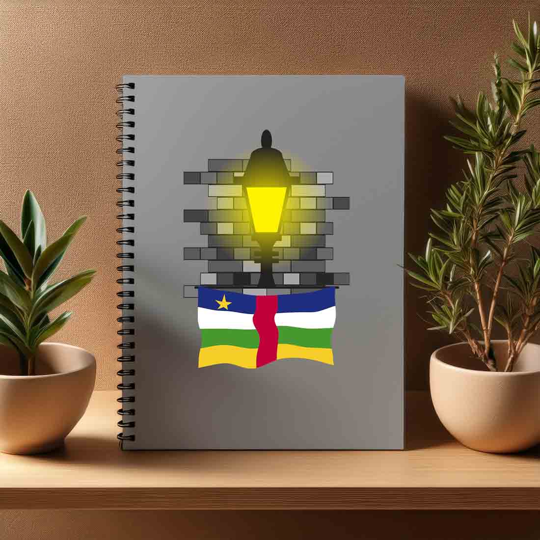 Central African Republic  Street Lamp Bricks Notebook