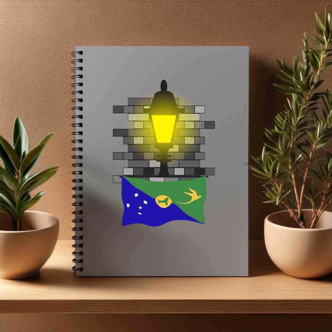 Christmas Island  Street Lamp Bricks Notebook