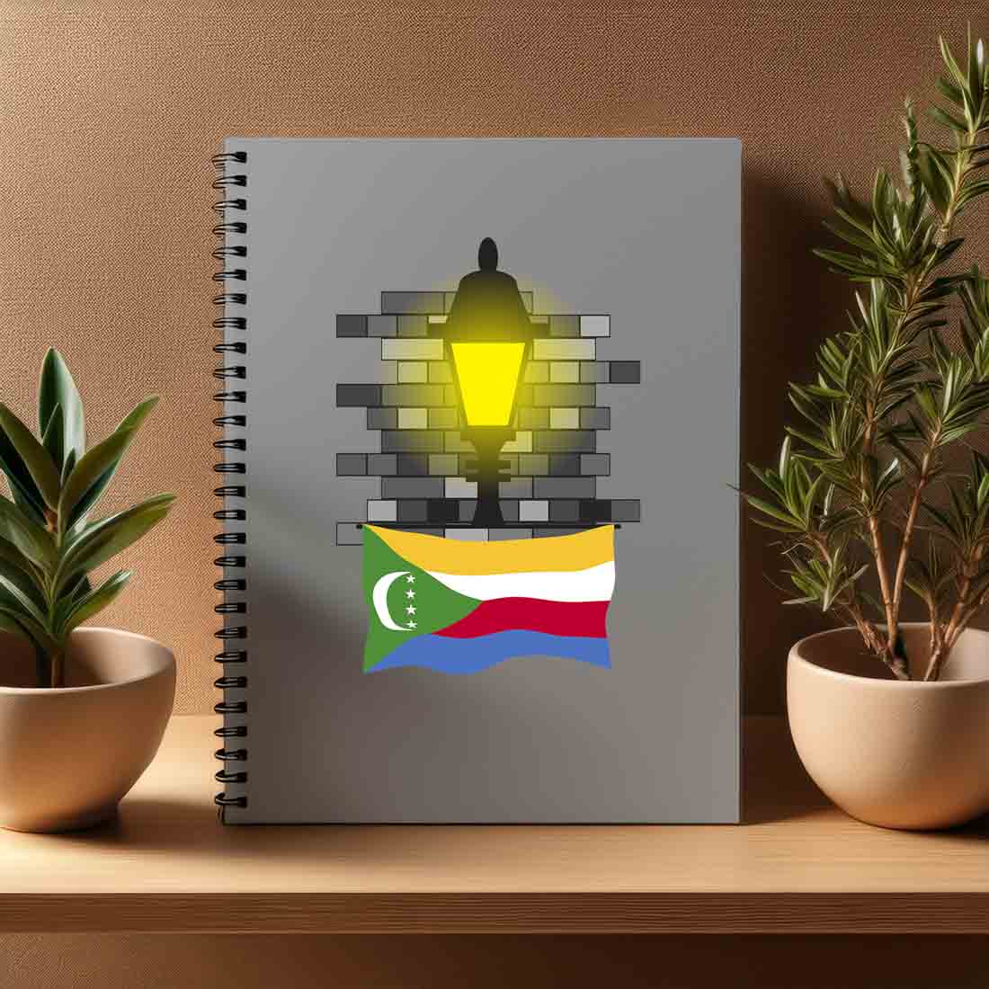 Comoros  Street Lamp Bricks Notebook