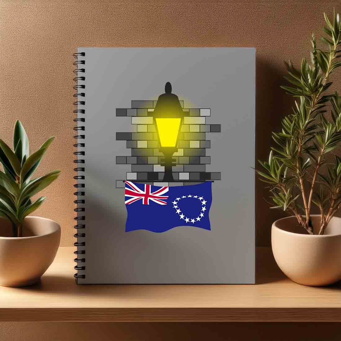 Cook Islands  Street Lamp Bricks Notebook