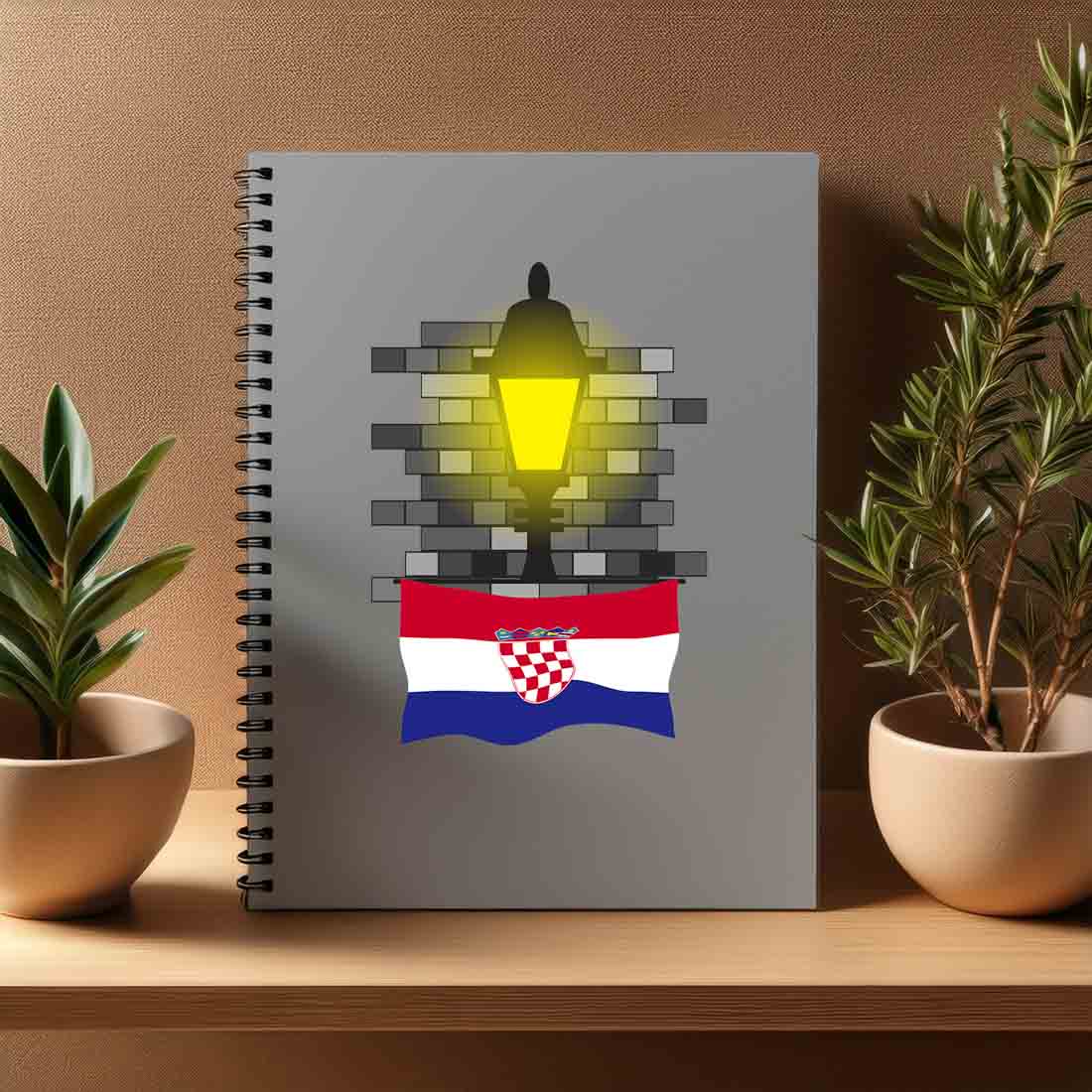 Croatia  Street Lamp Bricks Notebook