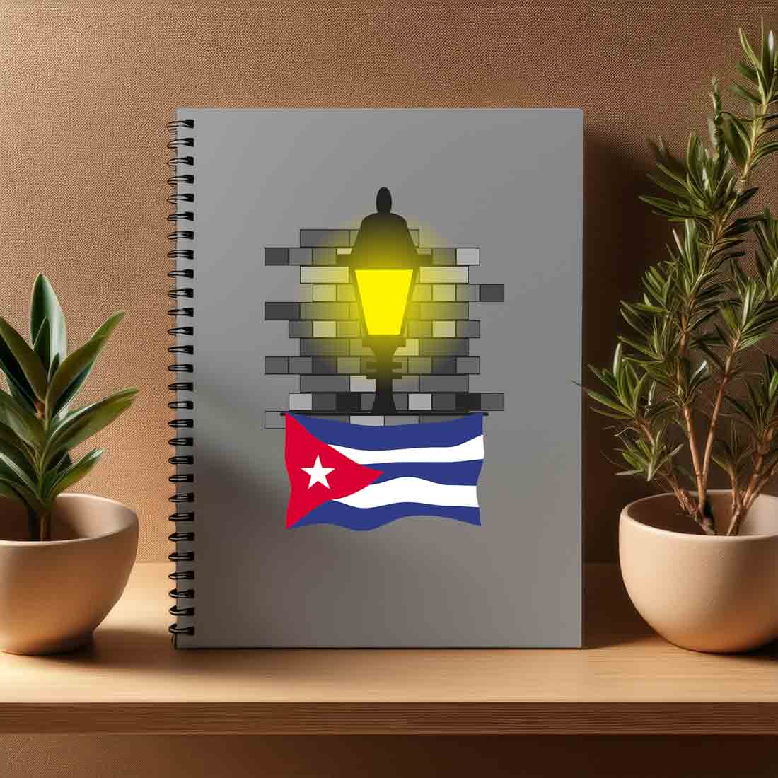Cuba  Street Lamp Bricks Notebook