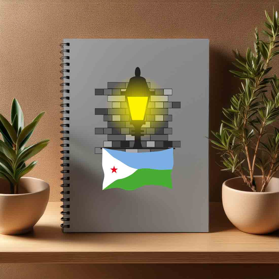 Djibouti  Street Lamp Bricks Notebook