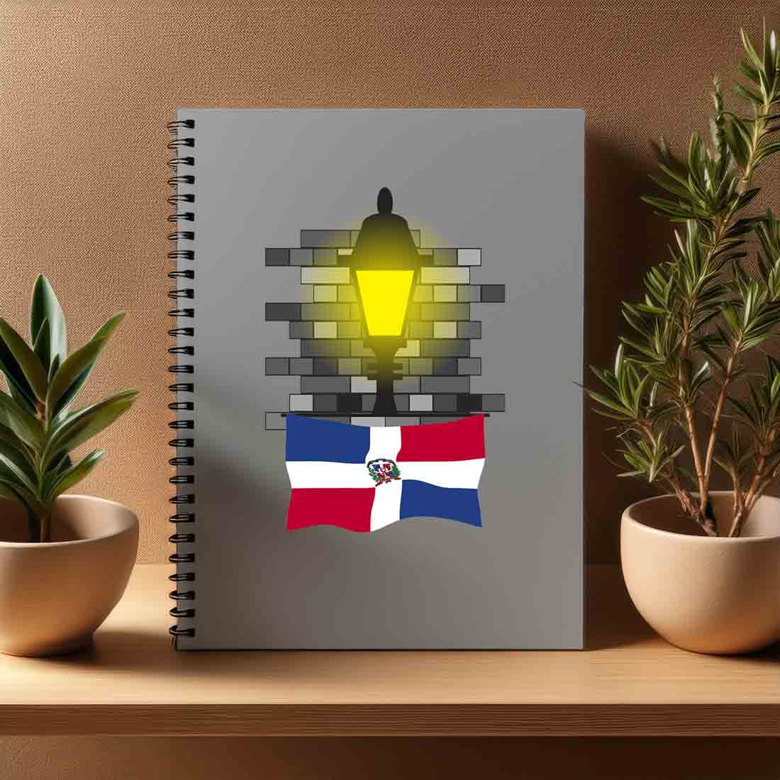 Dominican Republic  Street Lamp Bricks Notebook