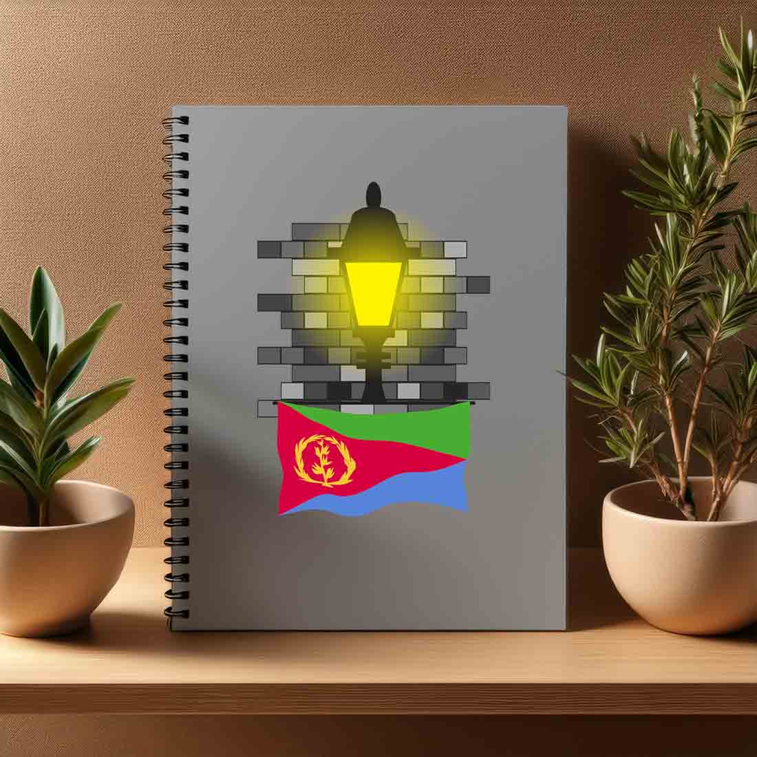 Eritrea  Street Lamp Bricks Notebook