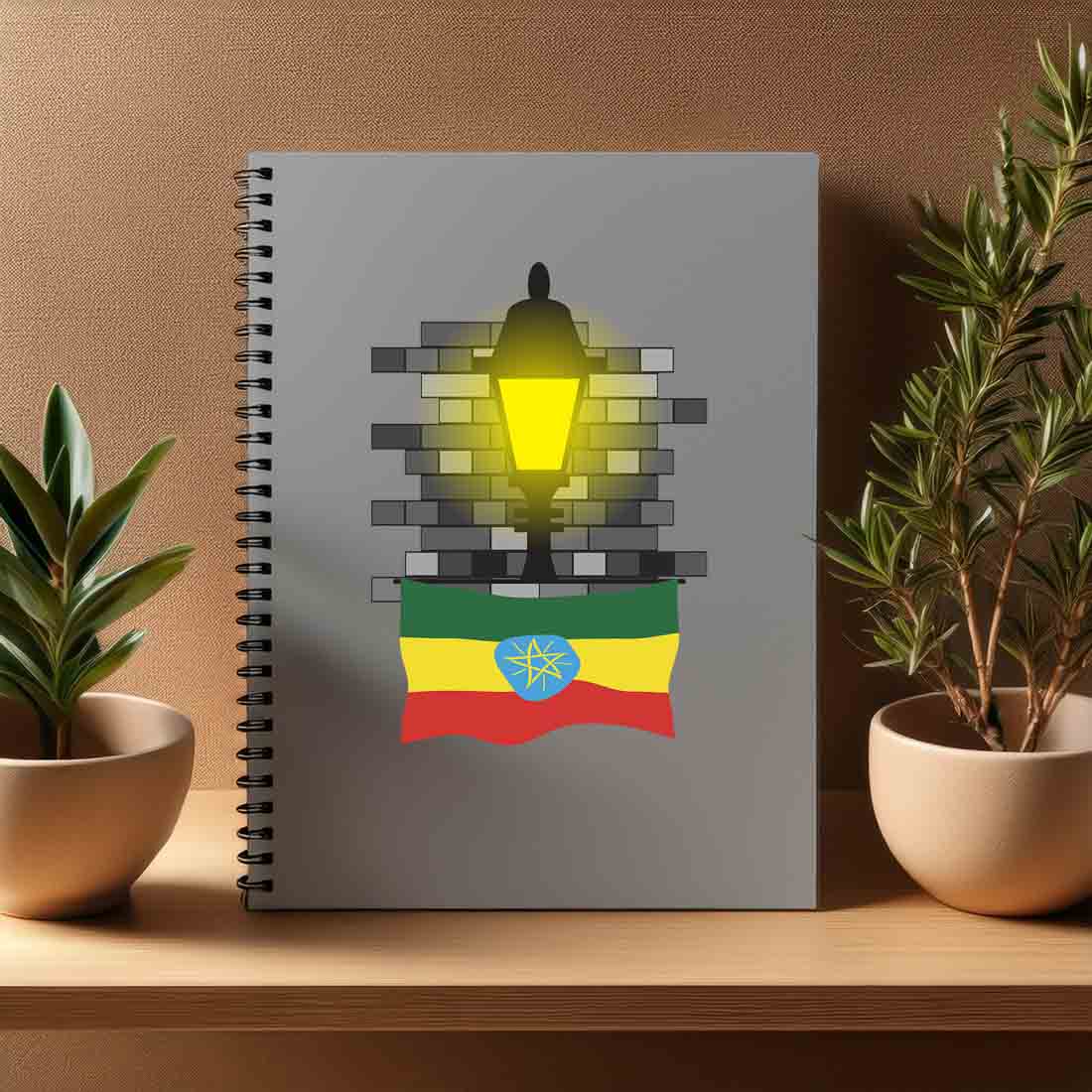 Ethiopia  Street Lamp Bricks Notebook