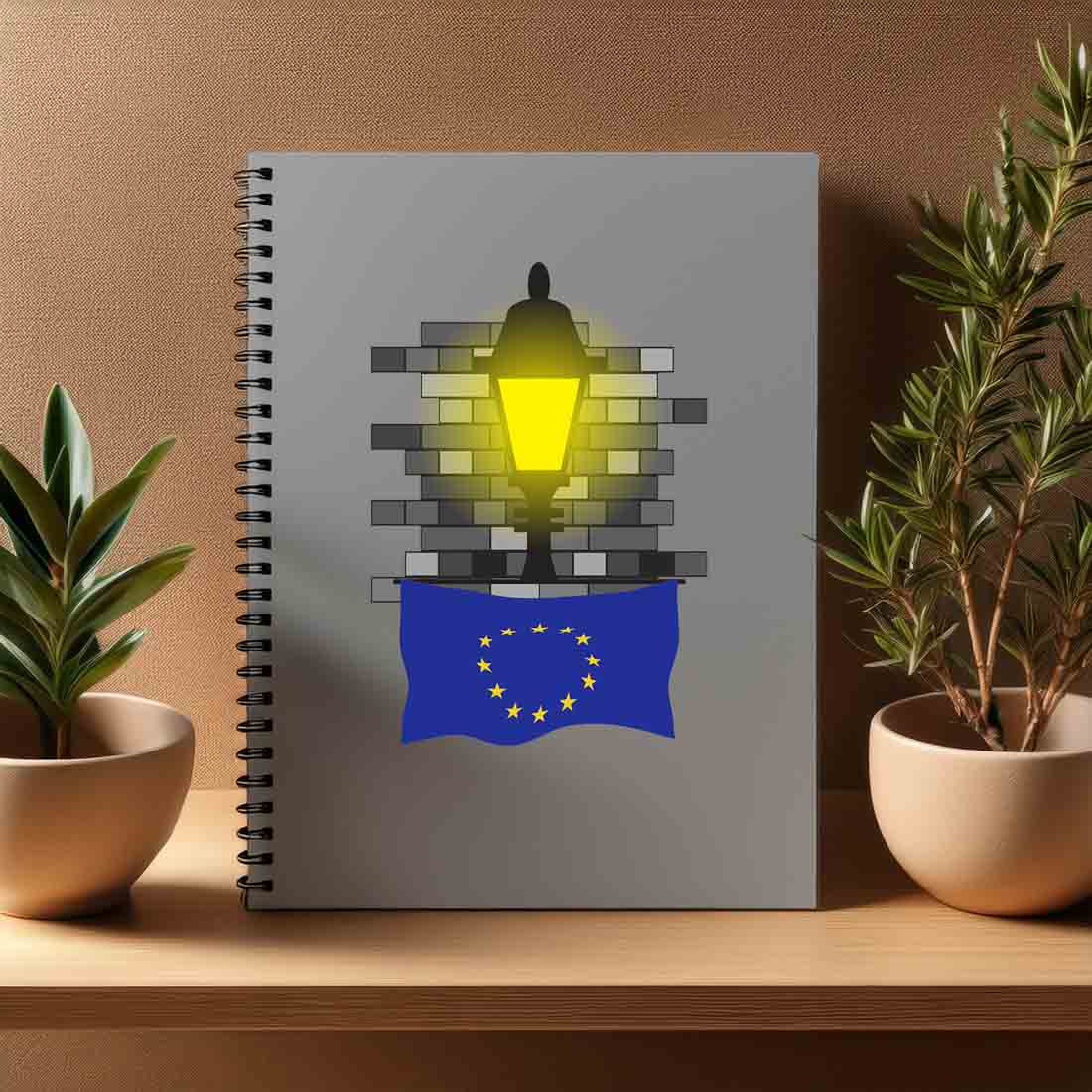 European Union  Street Lamp Bricks Notebook