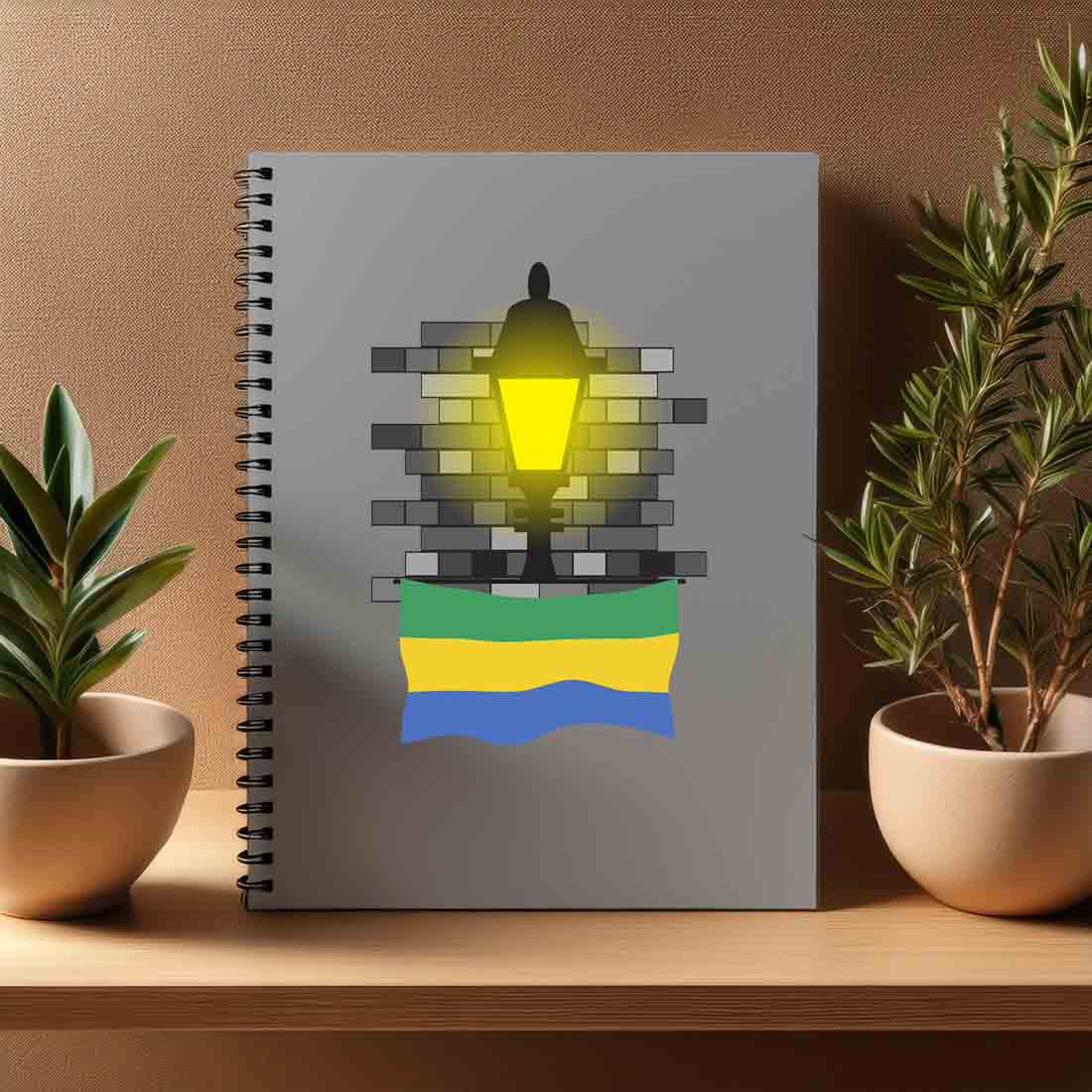 Gabon  Street Lamp Bricks Notebook