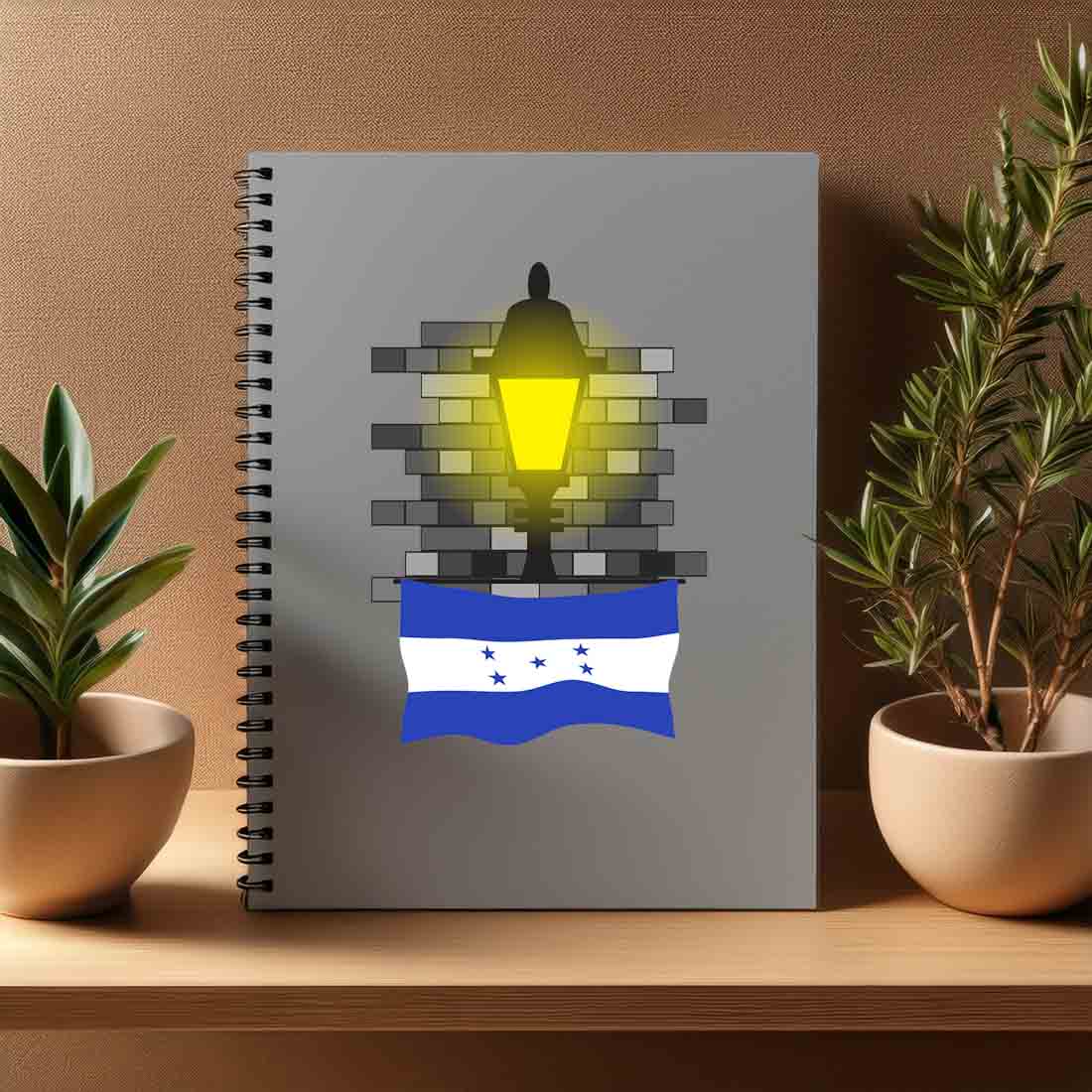 Honduras  Street Lamp Bricks Notebook