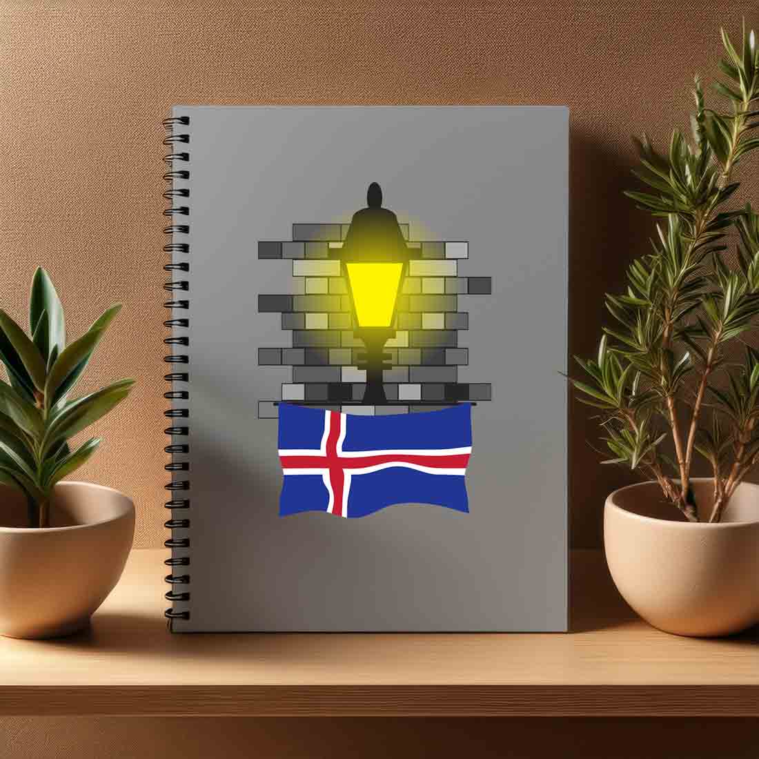 Iceland  Street Lamp Bricks Notebook