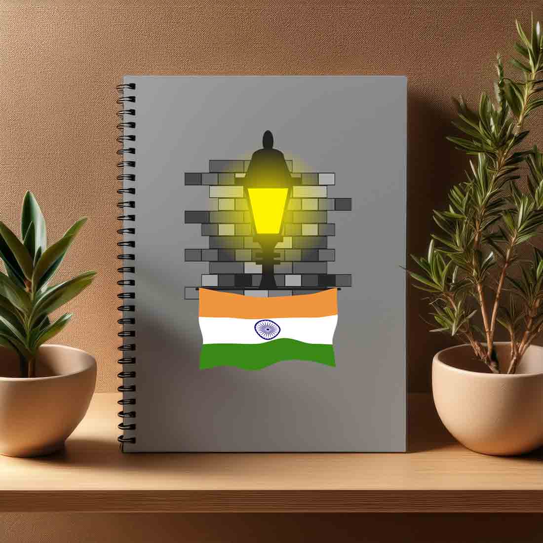 India  Street Lamp Bricks Notebook