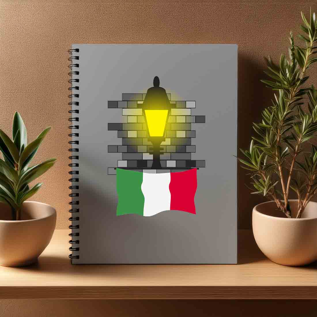 Italy  Street Lamp Bricks Notebook