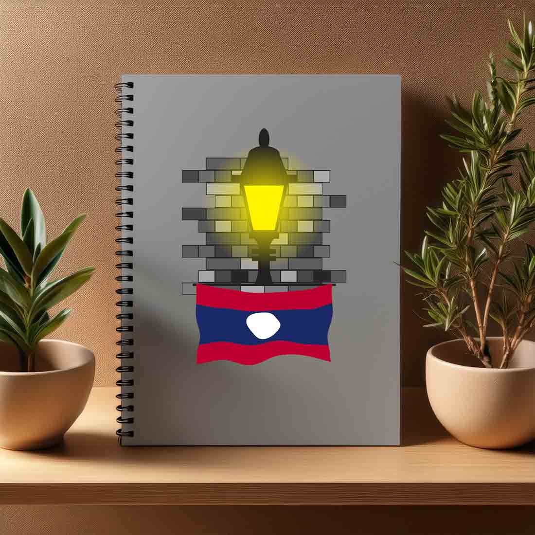Laos  Street Lamp Bricks Notebook