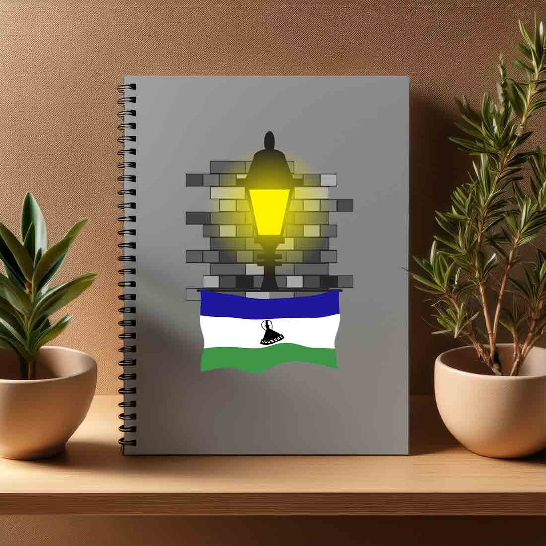 Lesotho  Street Lamp Bricks Notebook