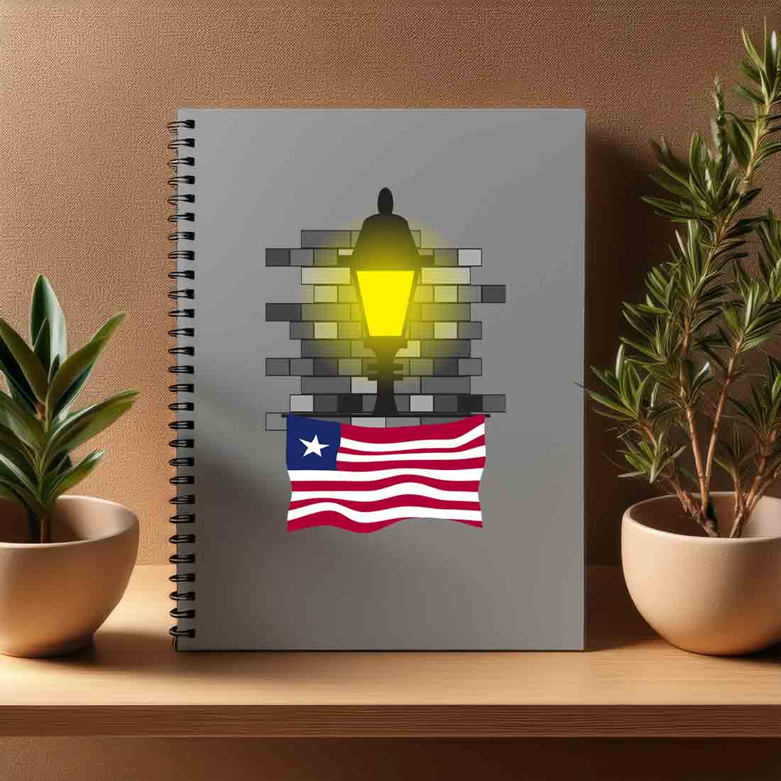 Liberia  Street Lamp Bricks Notebook