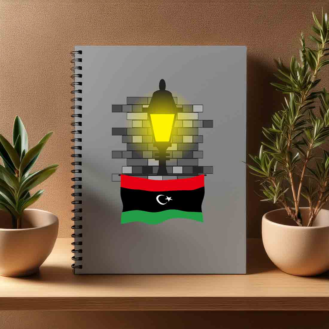 Libya  Street Lamp Bricks Notebook