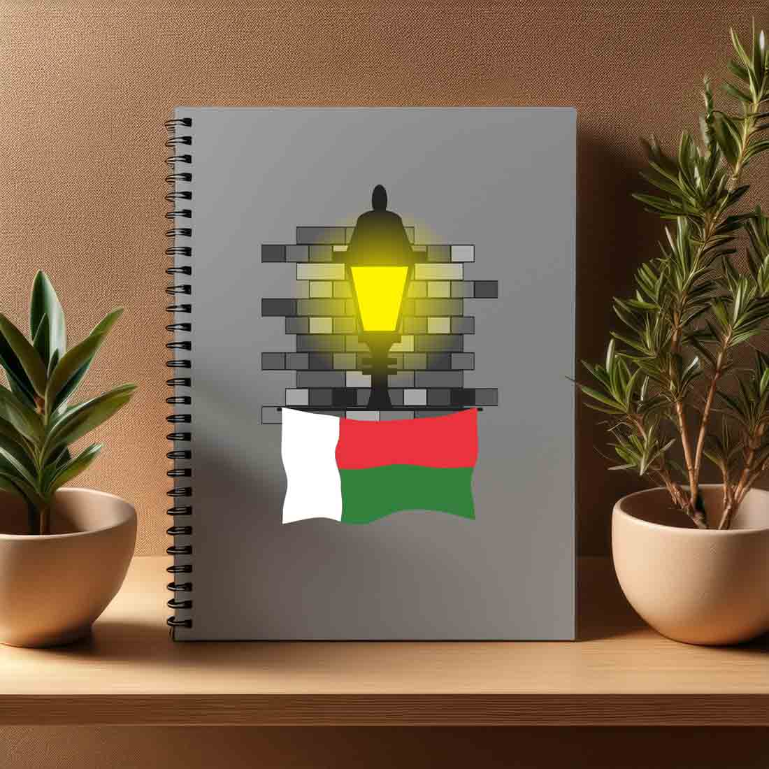 Madagascar  Street Lamp Bricks Notebook