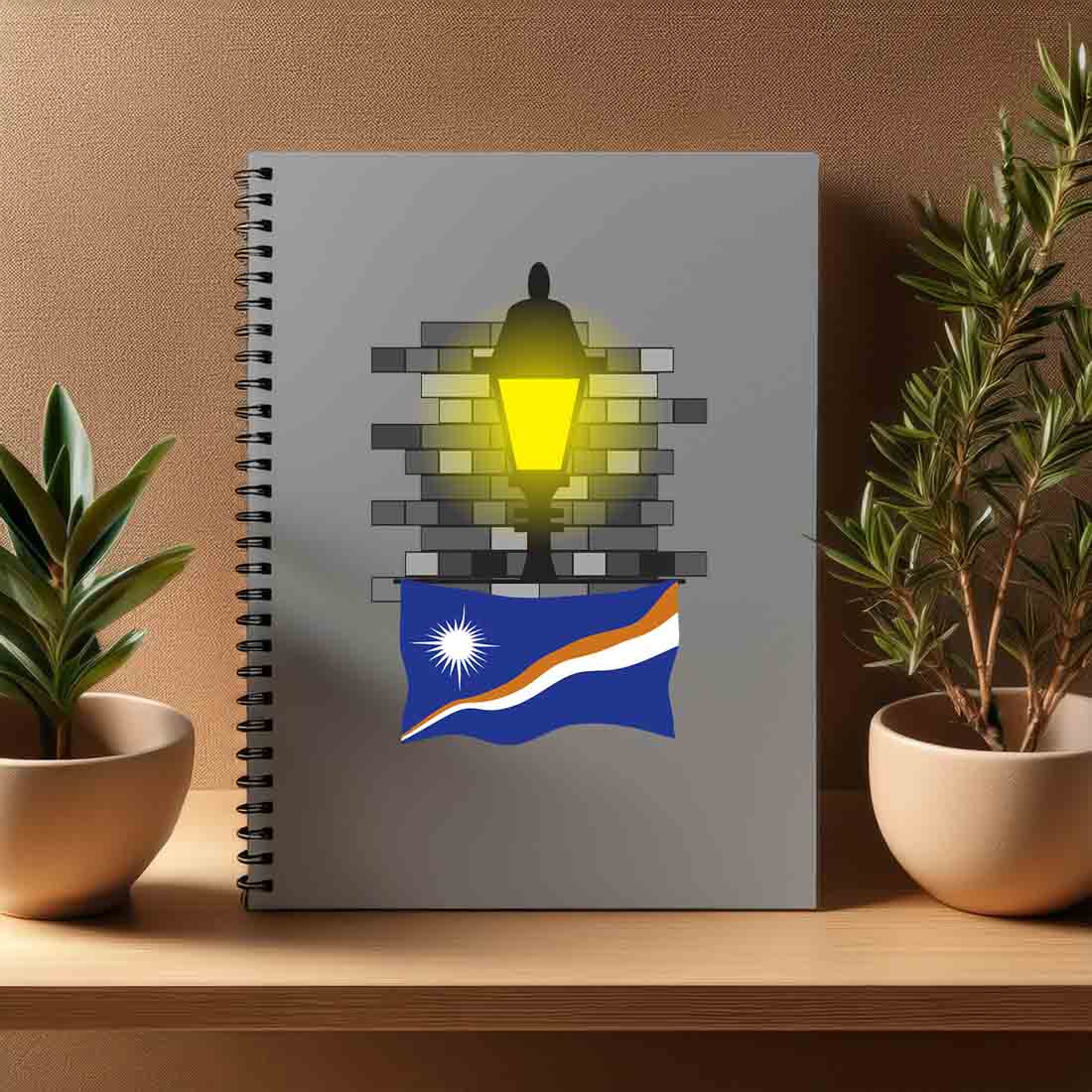 Marshall Islands  Street Lamp Bricks Notebook