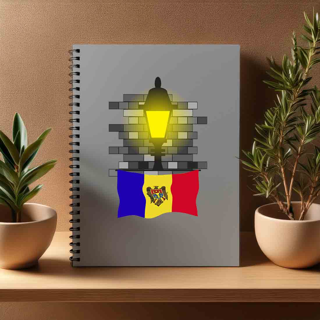 Moldova  Street Lamp Bricks Notebook