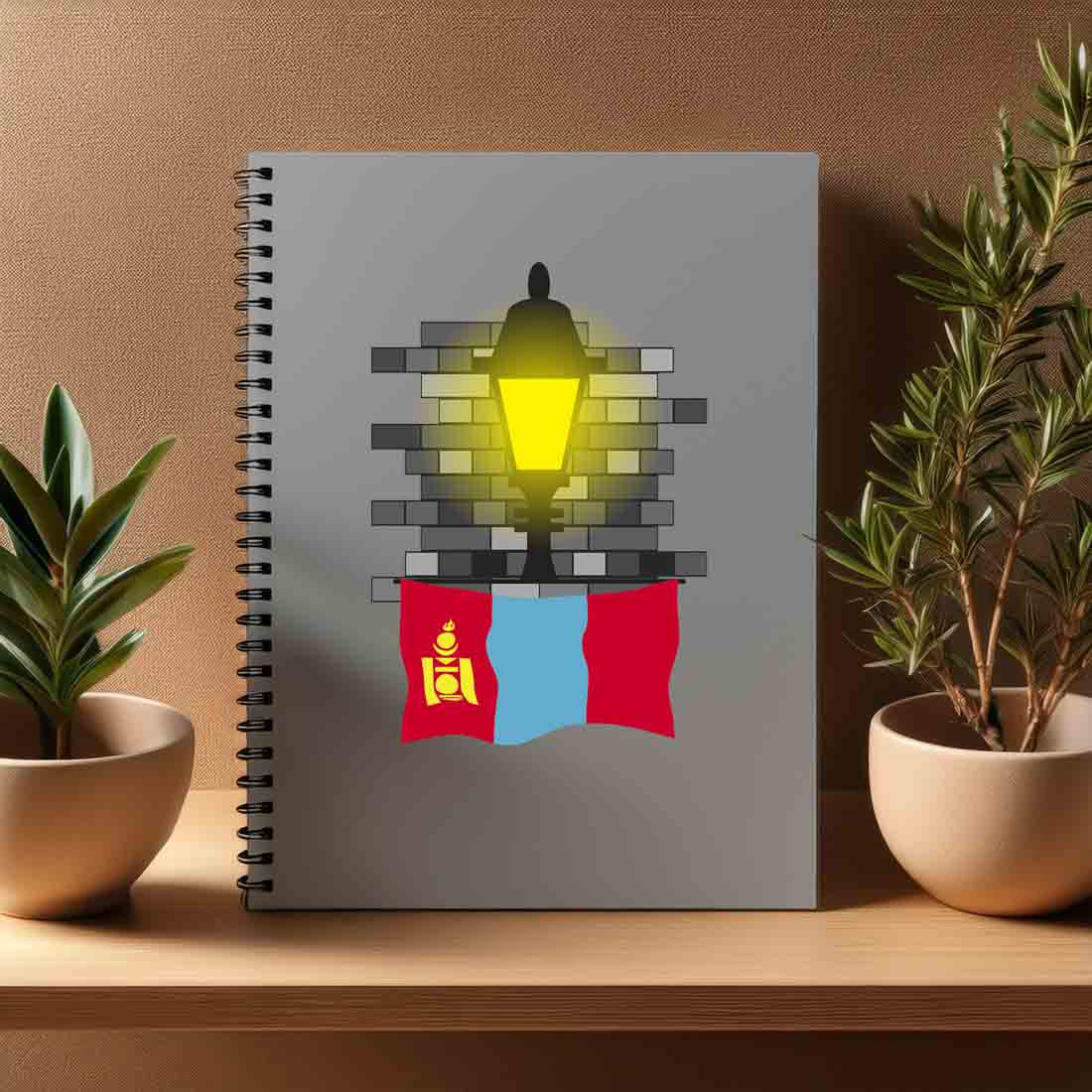 Mongolia  Street Lamp Bricks Notebook