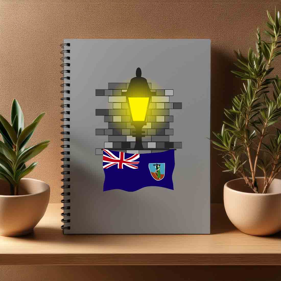Montserrat  Street Lamp Bricks Notebook