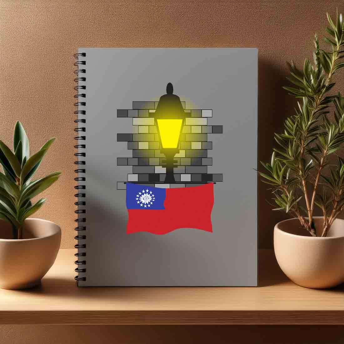 Myanmar Burma  Street Lamp Bricks Notebook