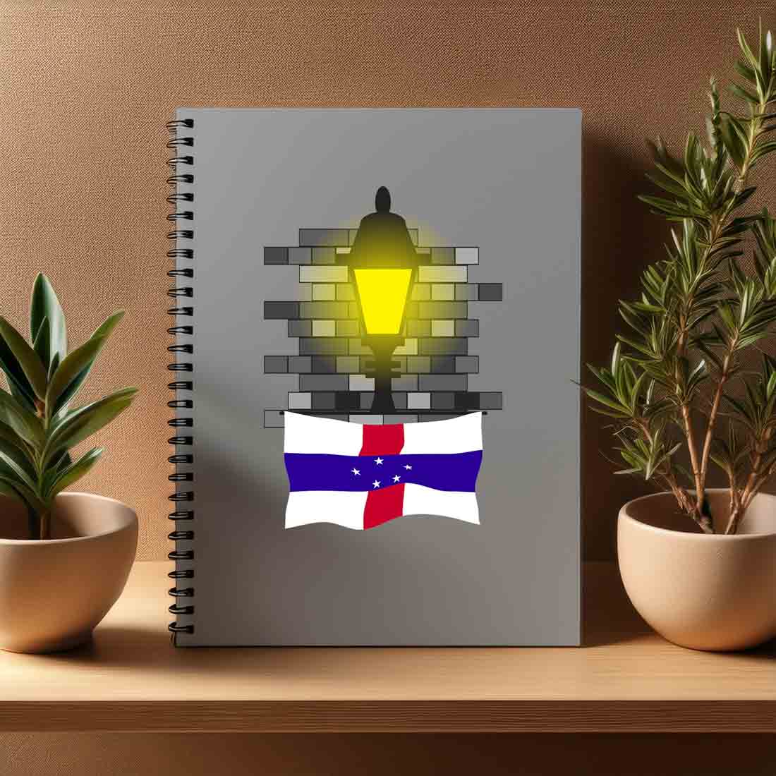 Netherlands Antilles  Street Lamp Bricks Notebook