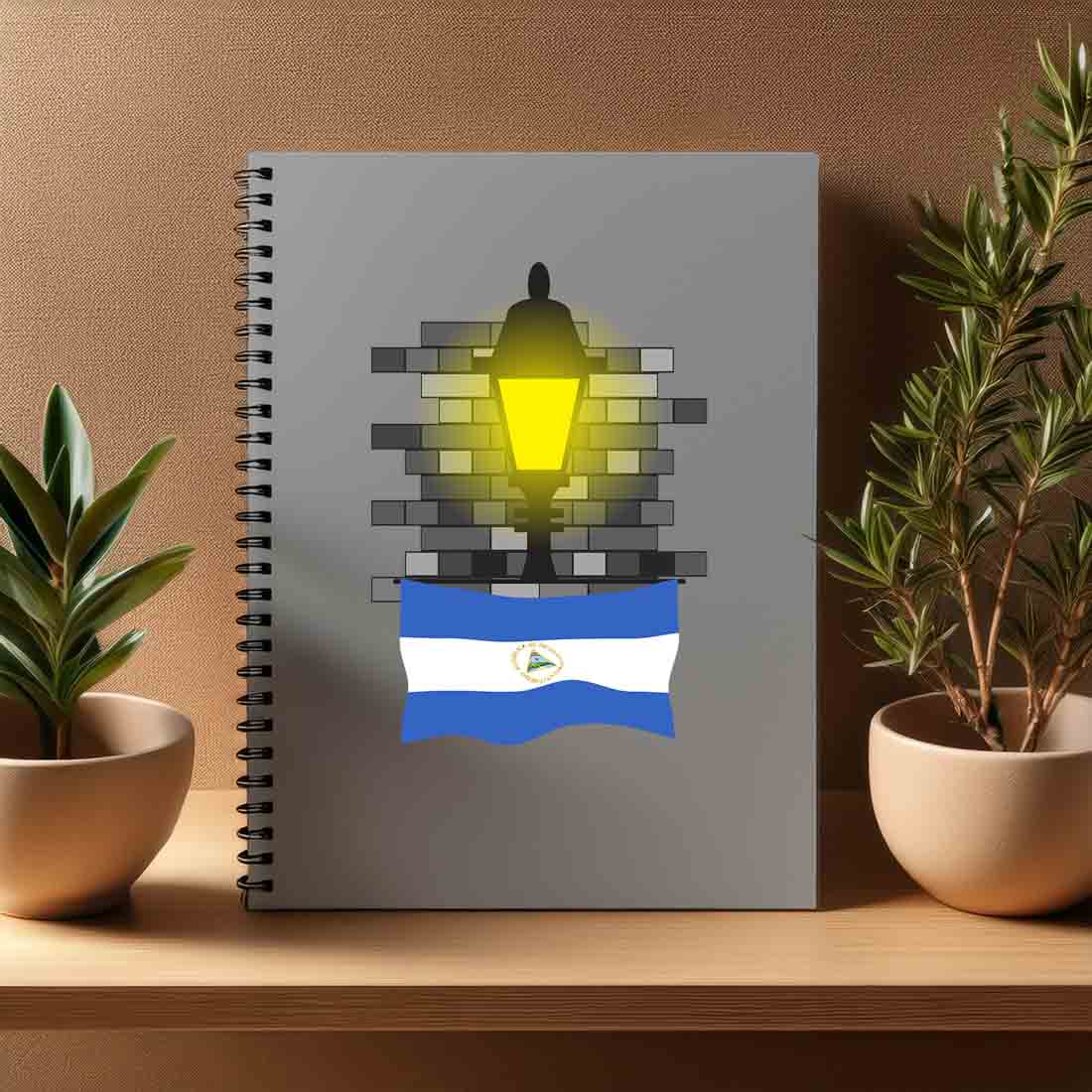 Nicaragua  Street Lamp Bricks Notebook
