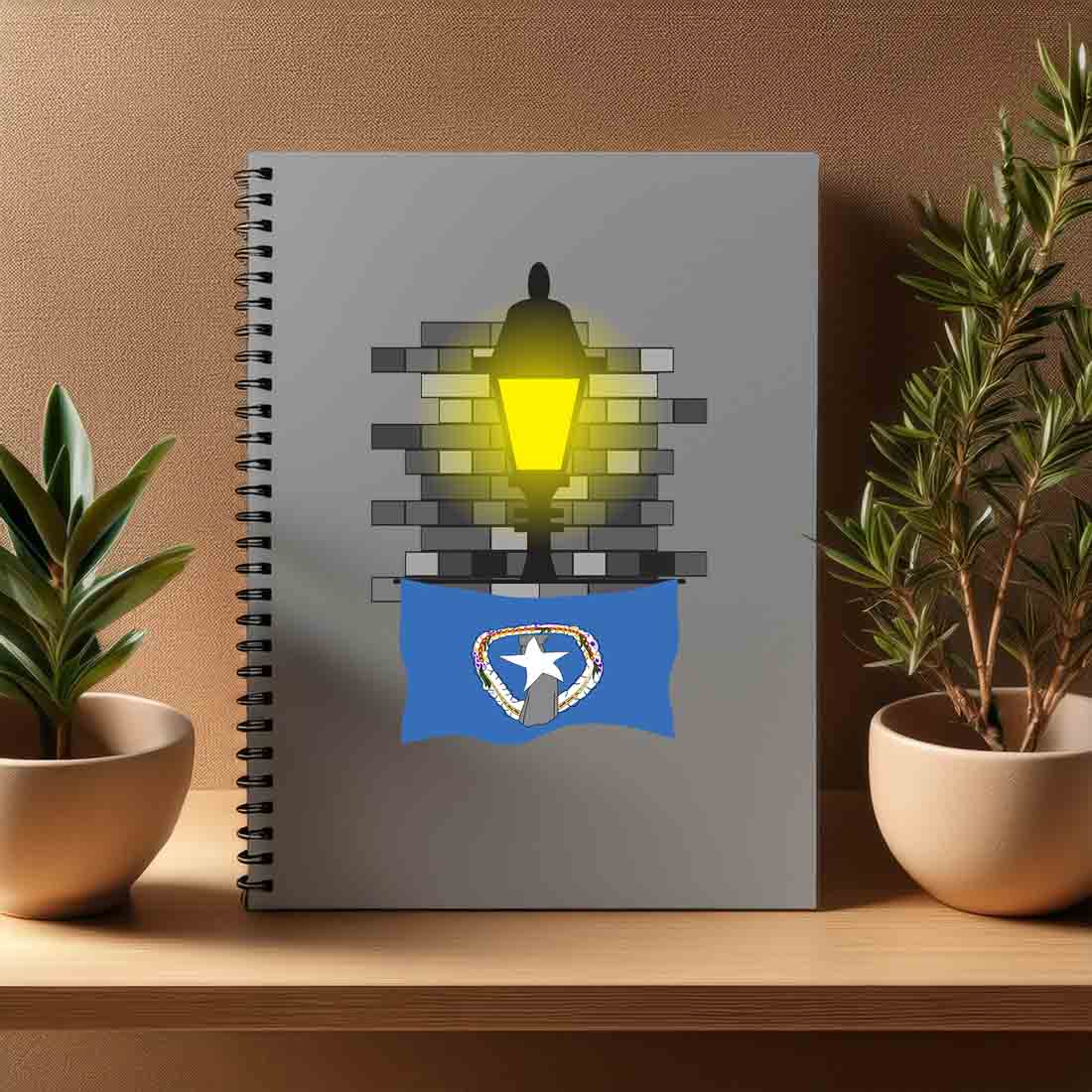 Northern Mariana Islands  Street Lamp Bricks Notebook