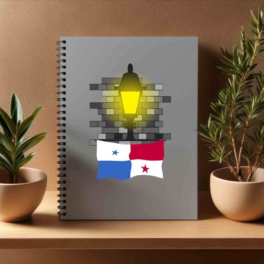 Panama  Street Lamp Bricks Notebook